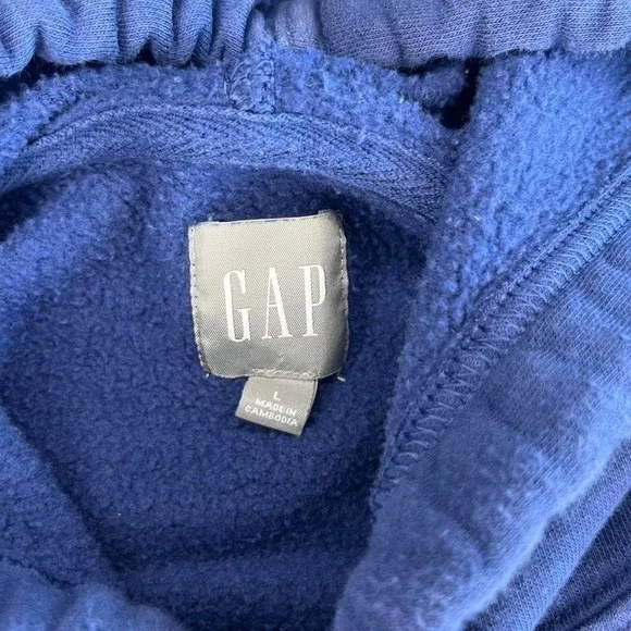 Gap Arch Logo Hoodie Navy Blue Fleece Pullover Sweatshirt Size L - Picture 4 of 6